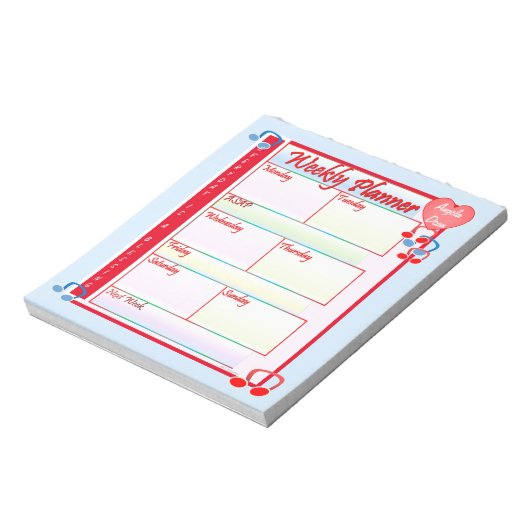 Custom Melody Weekekly Planner Notepad Notizblock (Rotiert)