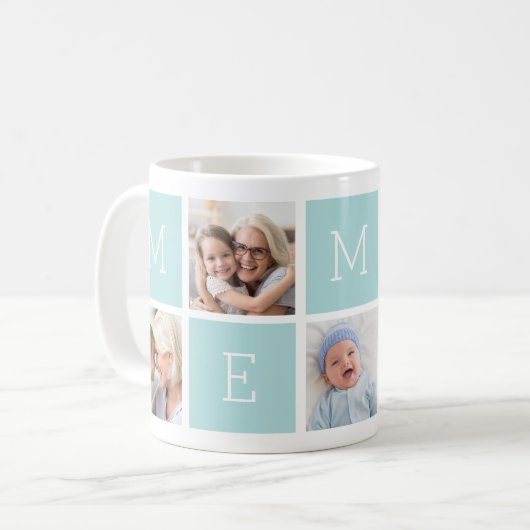 Custom Mema Großmutter 5 Foto Collage Kaffeetasse (Vorderseite Links)