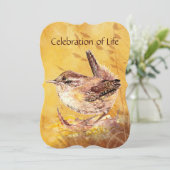 Custom Memorandum Service Einladung Wren Bird Art (Stehend Vorderseite)