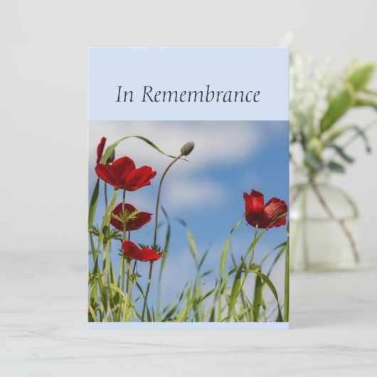 Custom Memorandum Service Red Anemone Garden Blume Einladung (Stehend Vorderseite)