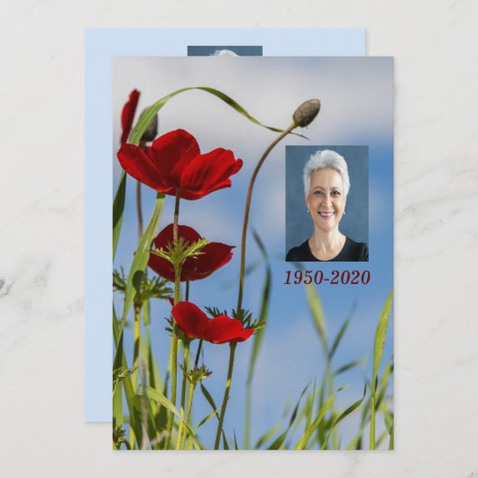 Custom Memorandum Service Red Anemone Garden Blume Einladung (Vorne/Hinten)