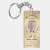 Custom Memorial Angel Wings Foto Gold hinzufügen Schlüsselanhänger (Vorderseite links)