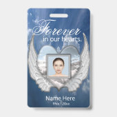 Custom Memorial Angel Wings Heart Add Foto Ausweis (Rückseite)