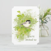 Custom Memorial Chickadee Nature Bird Art Einladung (Stehend Vorderseite)