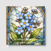 Custom Memorial Forget Me Not Stain Glass Funeral Gästebuch (Vorderseite)