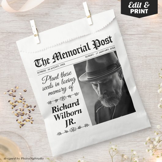 Custom Memorial Seeds Packet Funeral Funeral Geschenktütchen