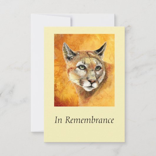 Custom Memorial Service Cougar Puma Cat Einladung (Vorderseite)