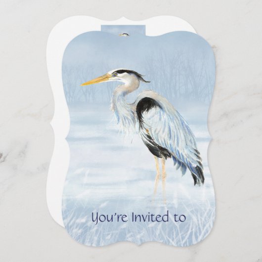 Custom Memorial Service Einladung Blue Heron Bird (Vorne/Hinten)