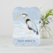 Custom Memorial Service Einladung Blue Heron Bird (Stehend Vorderseite)