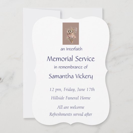Custom Memorial Service Einladung zur Schlemmerei (Rückseite)