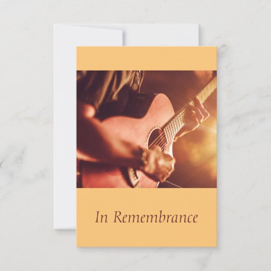 Custom Memorial Service Gitarre Player Music Einladung (Vorderseite)