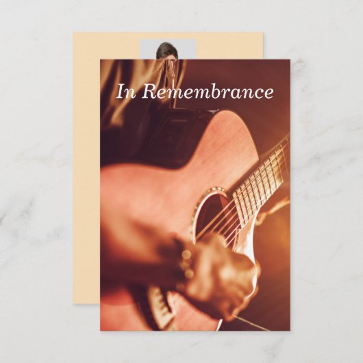 Custom Memorial Service Gitarre Player Music Invit Einladung (Vorne/Hinten)