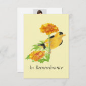 Custom Memorial Service Goldfinch & Marigold Einladung (Vorne/Hinten)