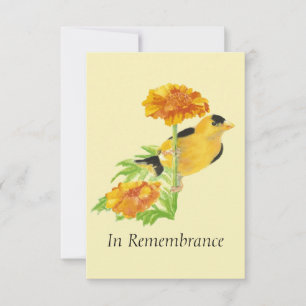 Custom Memorial Service Goldfinch & Marigold Einladung