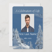 Custom Memorial Service Schönes Bergskifahren Einladung (Vorderseite)