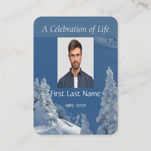 Custom Memorial Service Schönes Bergskifahren Visitenkarte (Vorderseite)