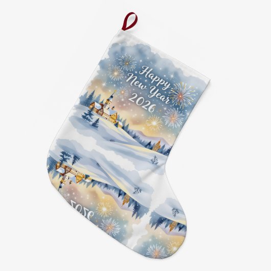 Custom Memory Keepsake Christmas Stocking Großer Weihnachtsstrumpf (Vorderansicht (hängend))