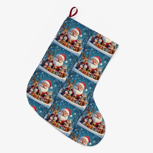Custom Memory Keepsake Christmas Stocking Großer Weihnachtsstrumpf (Vorderansicht (hängend))