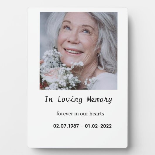 “Custom Memory Plaque for Tabletop Display Fotoplatte (Vorderseite)