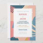 Custom Memphis Style Abstrakt Gold Pink & Aquamari Einladung (Vorderseite)