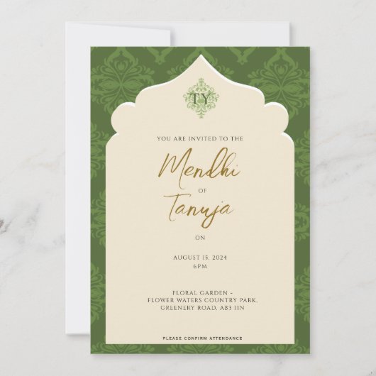 Custom Mendhi Invitation | Henna Night Einladung (Vorderseite)