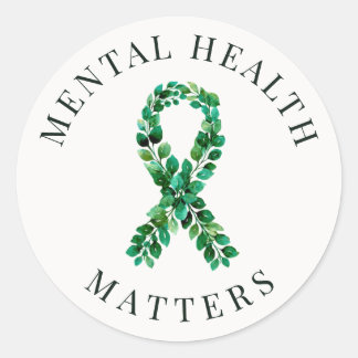 Custom Mental Health Green Ribbon VSCO Aesthetic  Runder Aufkleber