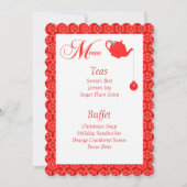 Custom Menu Red Lace Christmas Tee Party Einladung (Rückseite)