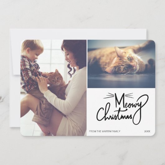 Custom Meowa Christmas 2 Foto Feiertagskarte (Vorderseite)