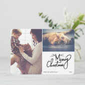 Custom Meowa Christmas 2 Foto Feiertagskarte (Stehend Vorderseite)