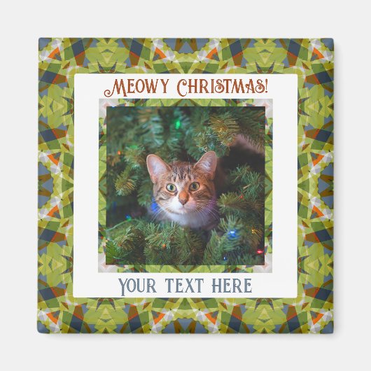 Custom Mercury Christmas Green Cat Kitten Pet Foto Magnet (Vorne)