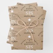Custom Mercury Christmas Kraft Monogram Sister Geschenkpapier Set (Beispiel)