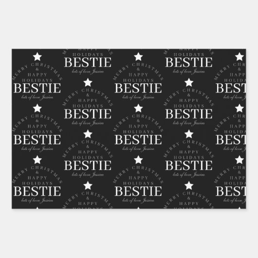 Custom Mercury Christmas Monogram Best Friend Blac Geschenkpapier Set (Vorderseite 2)