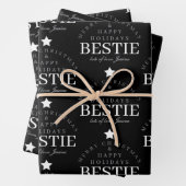 Custom Mercury Christmas Monogram Best Friend Blac Geschenkpapier Set (Beispiel)