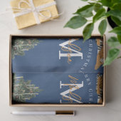Custom Mercury Christmas Monogram Tiger & Tree Blu Seidenpapier (Geschenk)