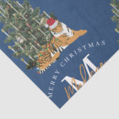 Custom Mercury Christmas Monogram Tiger & Tree Blu Seidenpapier (Ausschnitt)