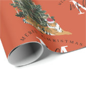 Custom Mercury Christmas Monogram Tiger & Tree Red Geschenkpapier (Rolleneckpunkt)