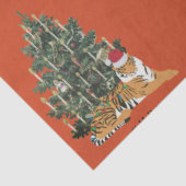 Custom Mercury Christmas Monogram Tiger & Tree Red Seidenpapier (Ausschnitt)