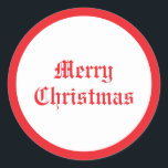 Custom Mercury Christmas Text Vintag Retro Runder Aufkleber<br><div class="desc">Custom Old Style Nostalgic Retro Vintag Merry Weihnachtstext Elegant Fügen Sie Ihren Namen Template Red & White Classic Rundaufkleber. Einkauf von Geschenkartikeln & Party / Geschenkartikel / Stickers & Labels Online Shop.</div>