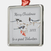 Custom Mercury Christmas Volunteer Magpies Bird Ornament Aus Metall (Links)