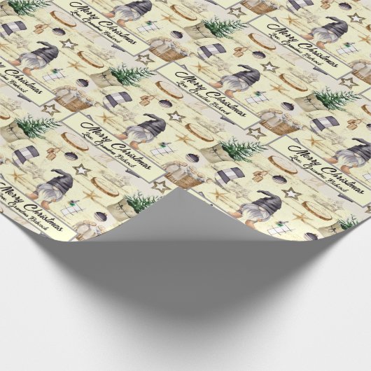 Custom Mercury Christmas Watercolor Gnome Geschenkpapier (Ecke)