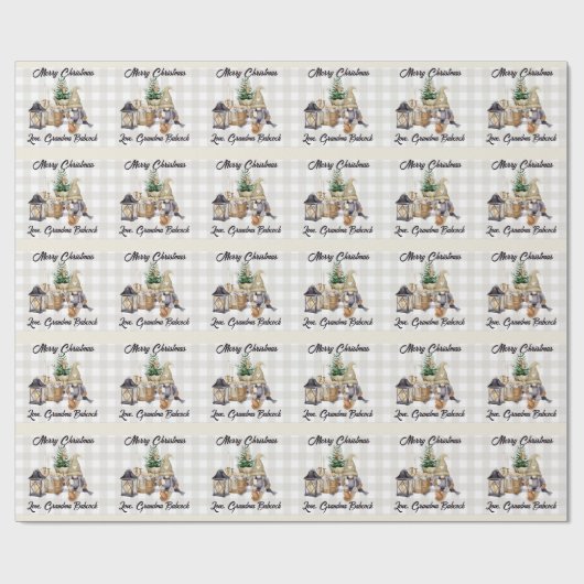 Custom Mercury Christmas Watercolor Gnome Geschenkpapier (Flach)