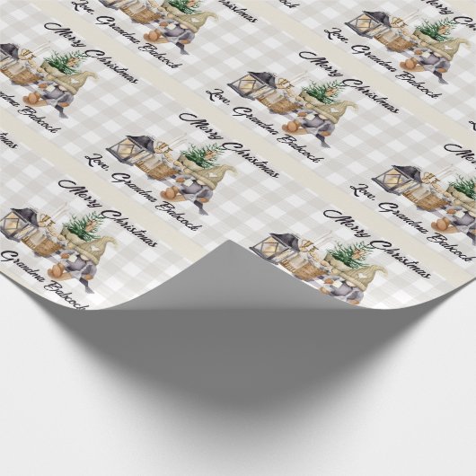 Custom Mercury Christmas Watercolor Gnome Geschenkpapier (Ecke)