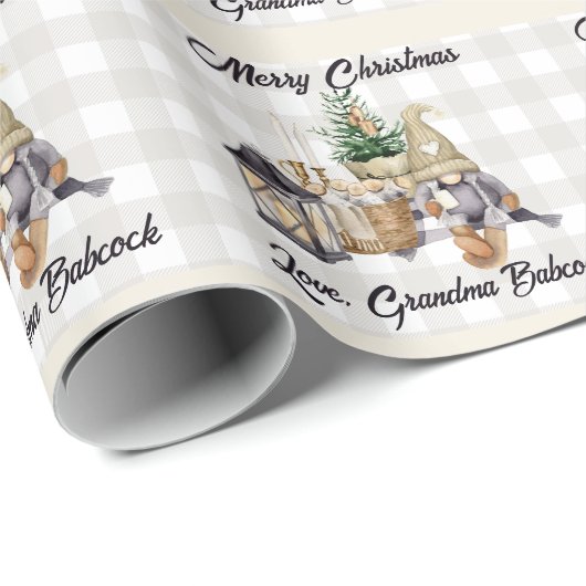 Custom Mercury Christmas Watercolor Gnome Geschenkpapier (Rolleneckpunkt)