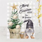 Custom Mercury Christmas Watercolor Gnome Kariert Karte (Gelbe Blume)