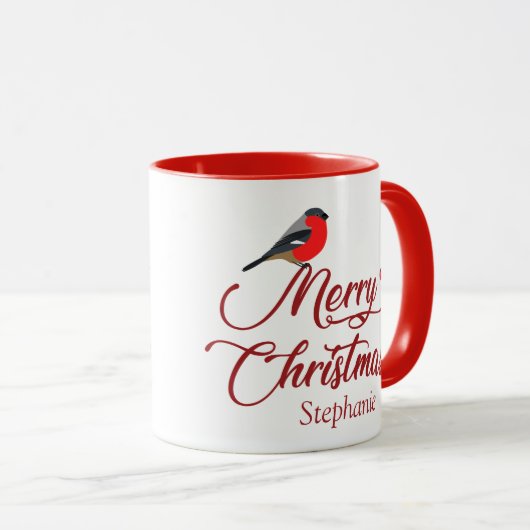 Custom Mercury Christmas Watercolor Kardinal Tasse (VorderseiteRechts)