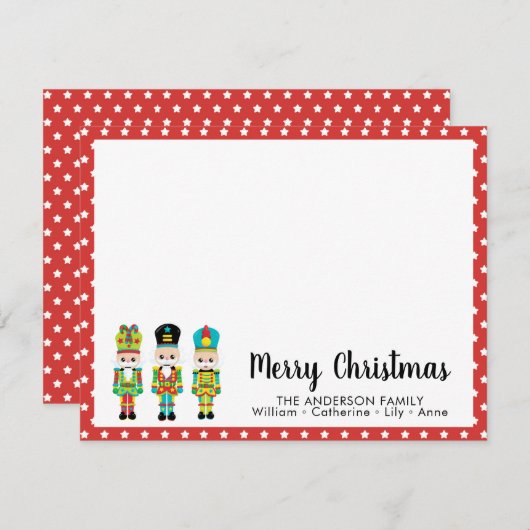 Custom Mercury Nutcracker Red Stars Familie Mitteilungskarte (Vorne/Hinten)