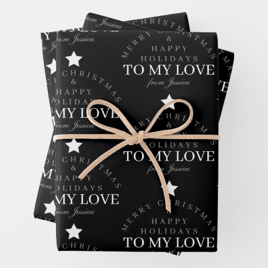 Custom Merit Christmas Black Monogram Husband Ehef Geschenkpapier Set (Beispiel)