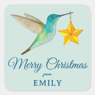 Custom Merit Christmas Hummingbird Square Sticker