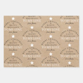 Custom Merit Christmas Kraft Monogram Husband-Ehef Geschenkpapier Set (Vorderseite 2)