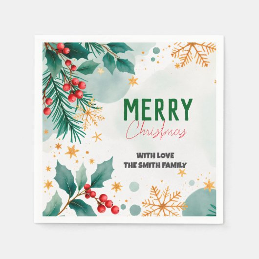 Custom Merit Christmas Napkins Eleganter Urlaub Serviette (Vorderseite)